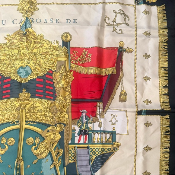 HERMES “VUE DU CARROSSE DE LA GALERE LA REALE” SILK SCARF WITH COA - Picture 7 of 16